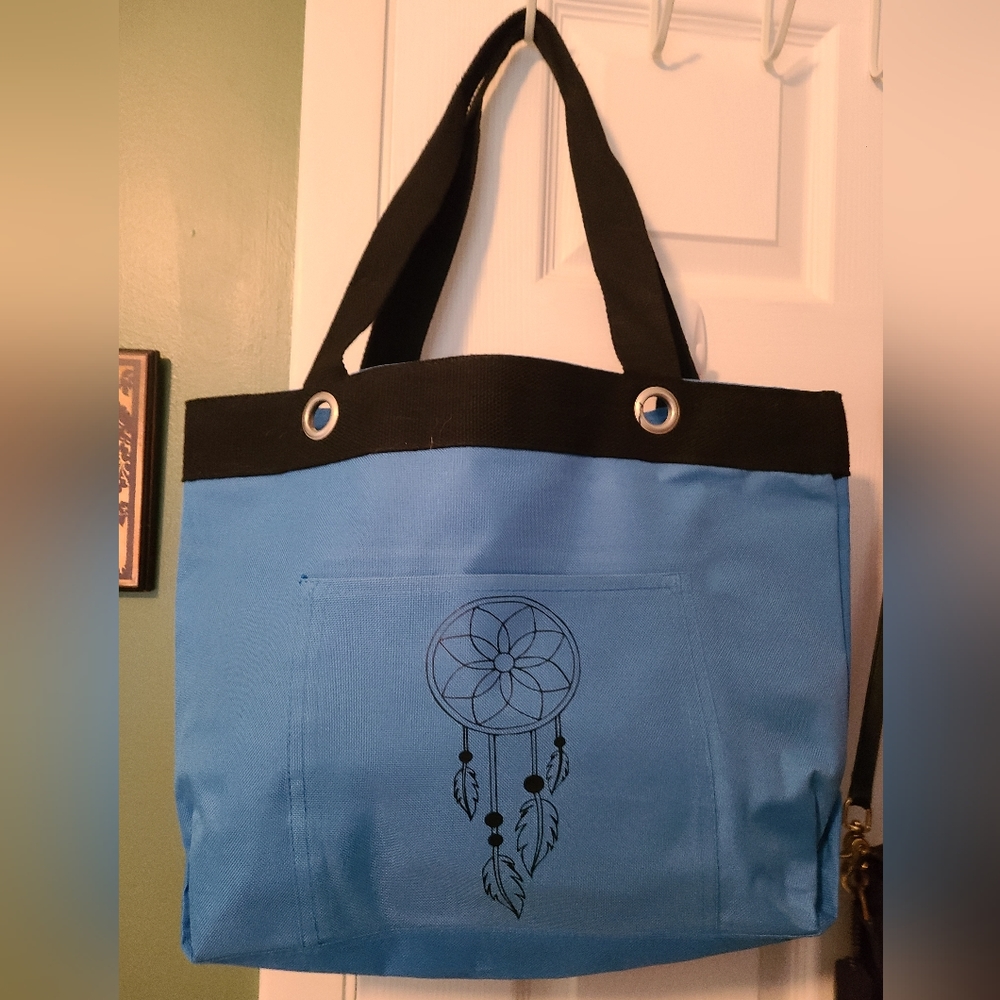 Blue canvas tote bag